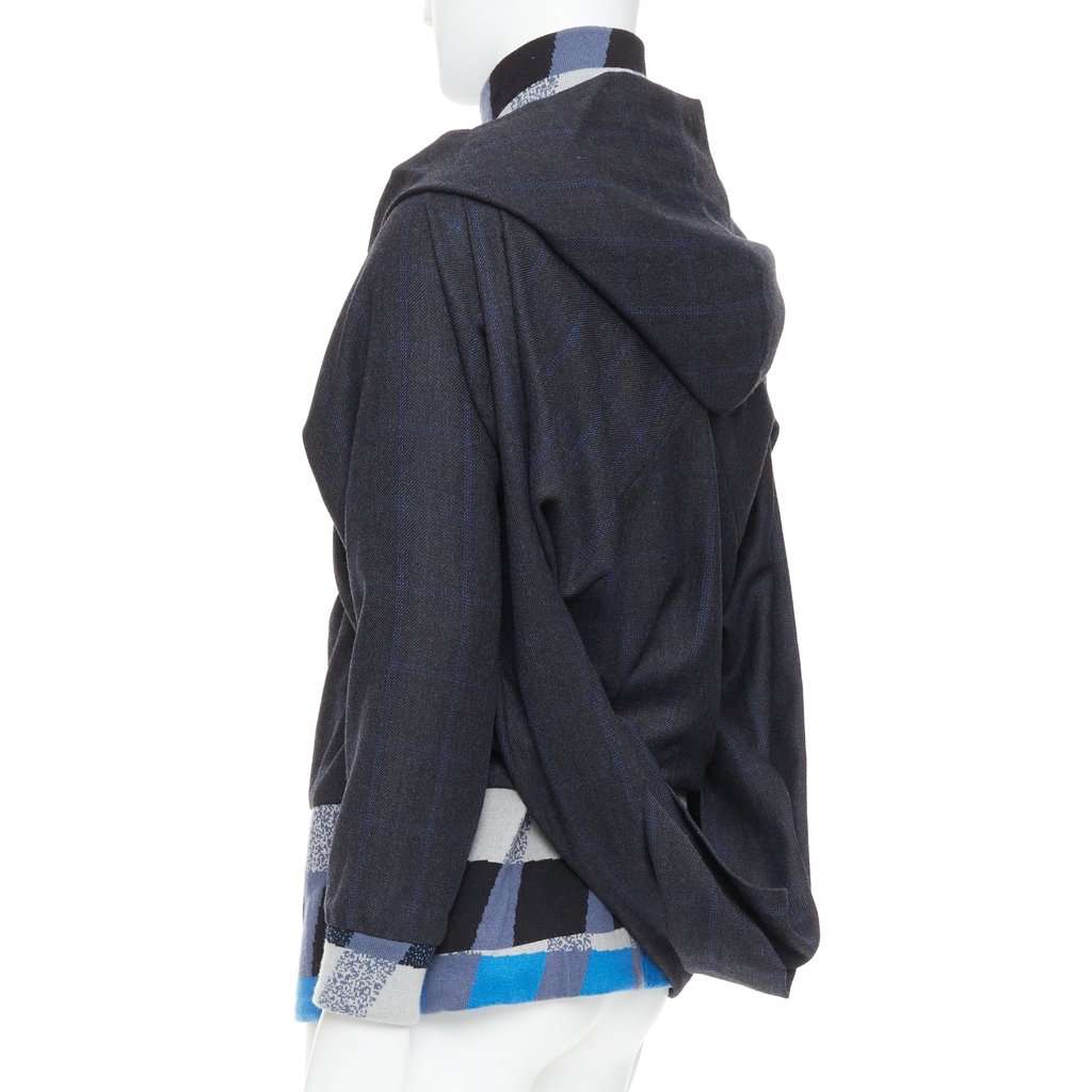 Unsigned Geometric Wool Jacket Blue Wool Very good condition - Back View