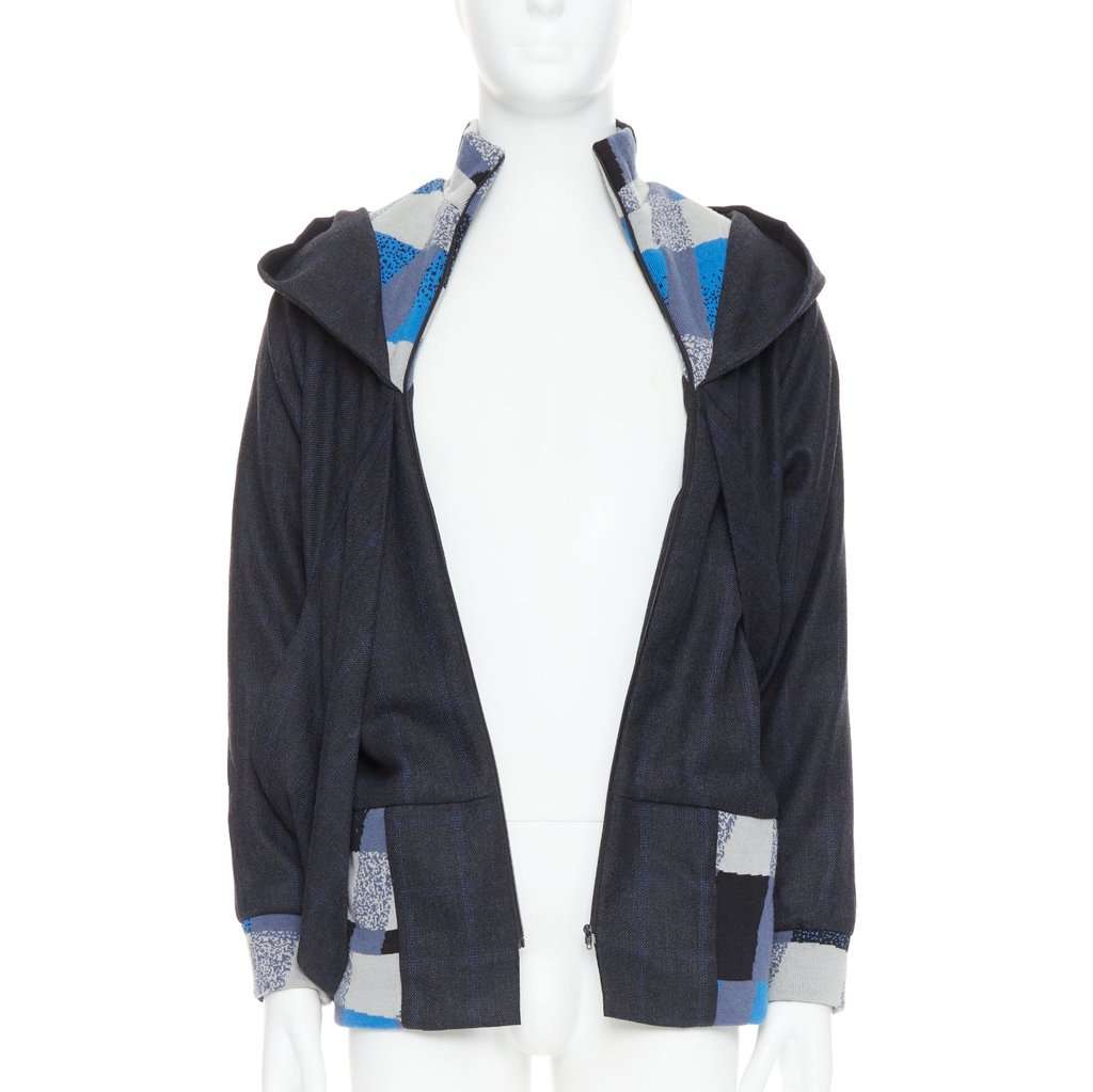 Unsigned Geometric Wool Jacket Blue Wool Very good condition - Inside View