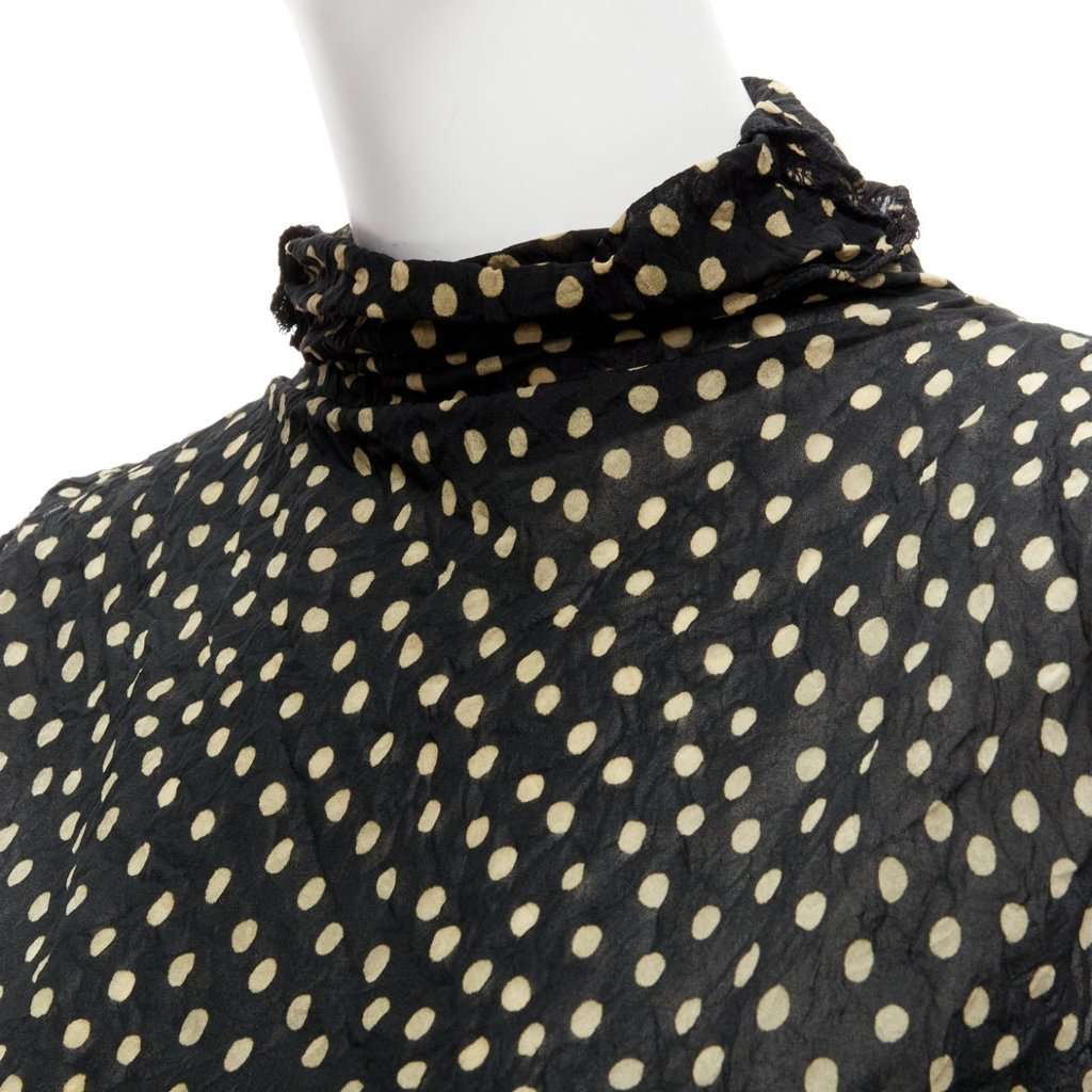 Issey Miyake Polka Crinkle Vest Black Polyester Never worn - Back View