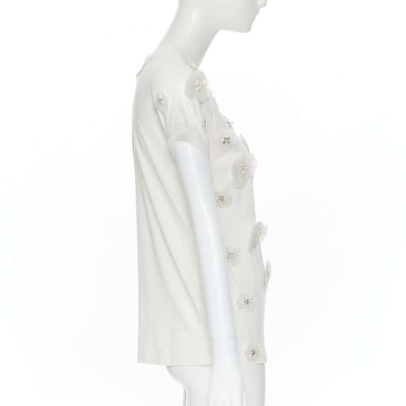 Lanvin Pearl Flower Tee White Cotton Very good condition - Model View