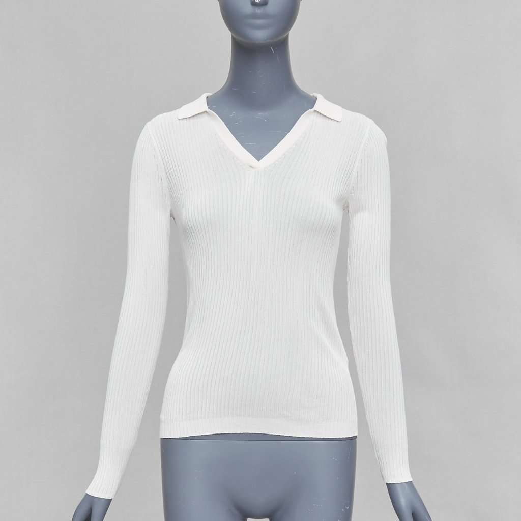 Club Monaco Ribbed Polo Set Ecru Viscose Never worn - Back View