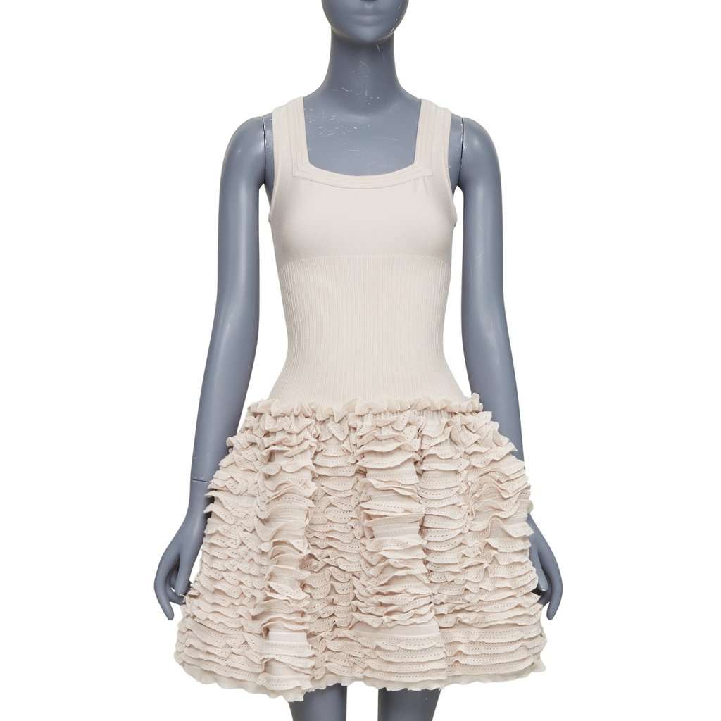 Alaïa Beige Wool Dress Beige Wool Very good condition - Front View