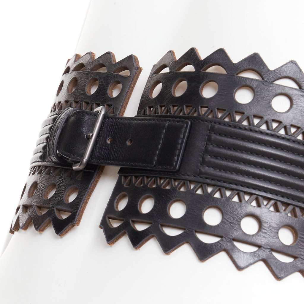 Alaïa Black Leather Belt Black Leather Very good condition - Back View