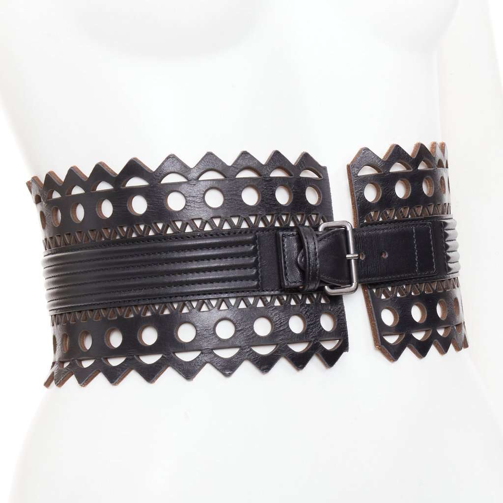 Alaïa Black Leather Belt Black Leather Very good condition - Inside View