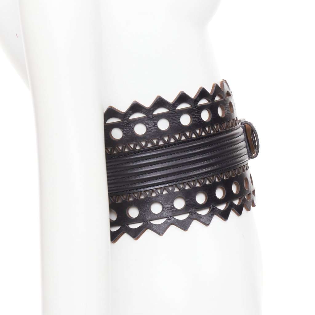 Alaïa Black Leather Belt Black Leather Very good condition - Model View