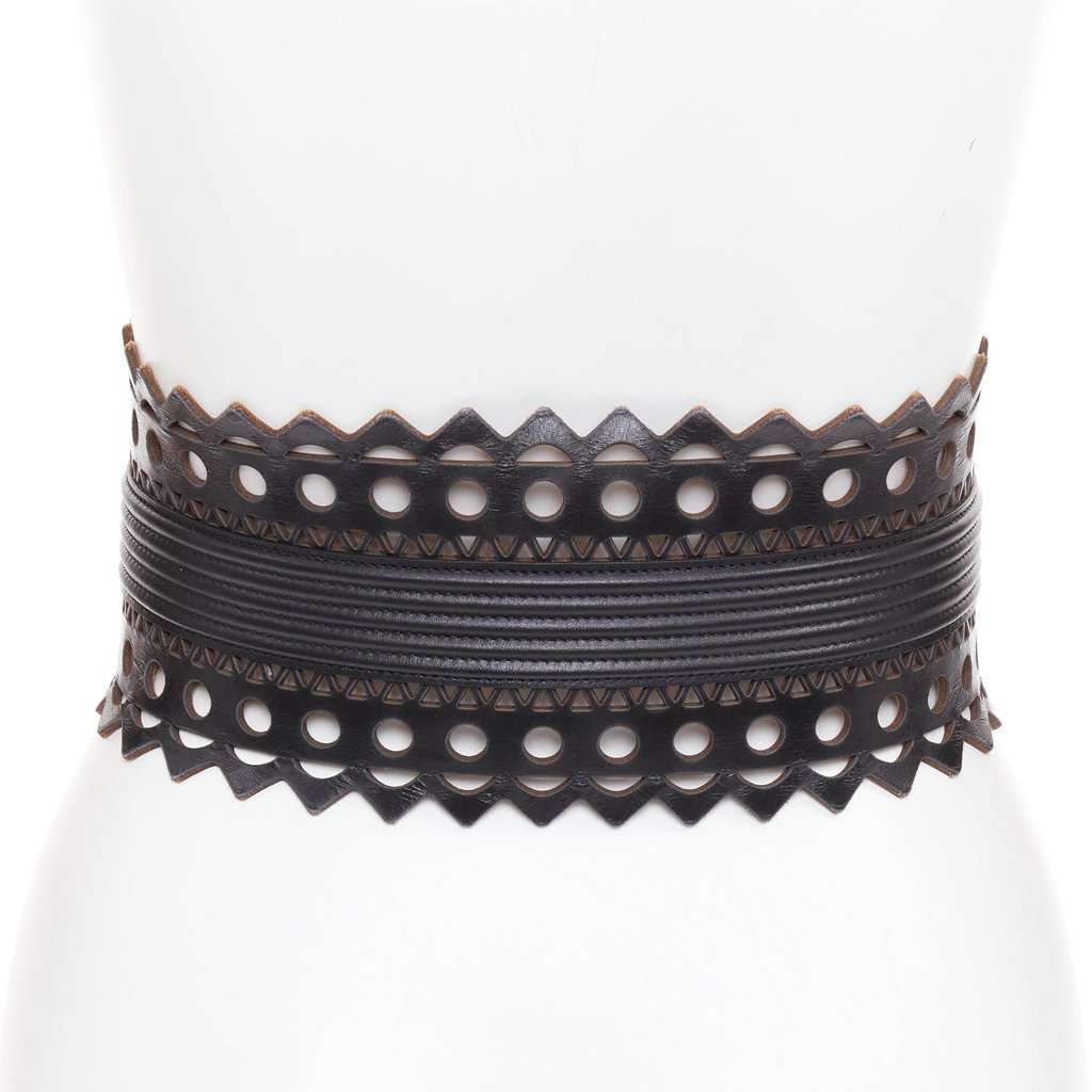 Alaïa Black Leather Belt Black Leather Very good condition - Box View