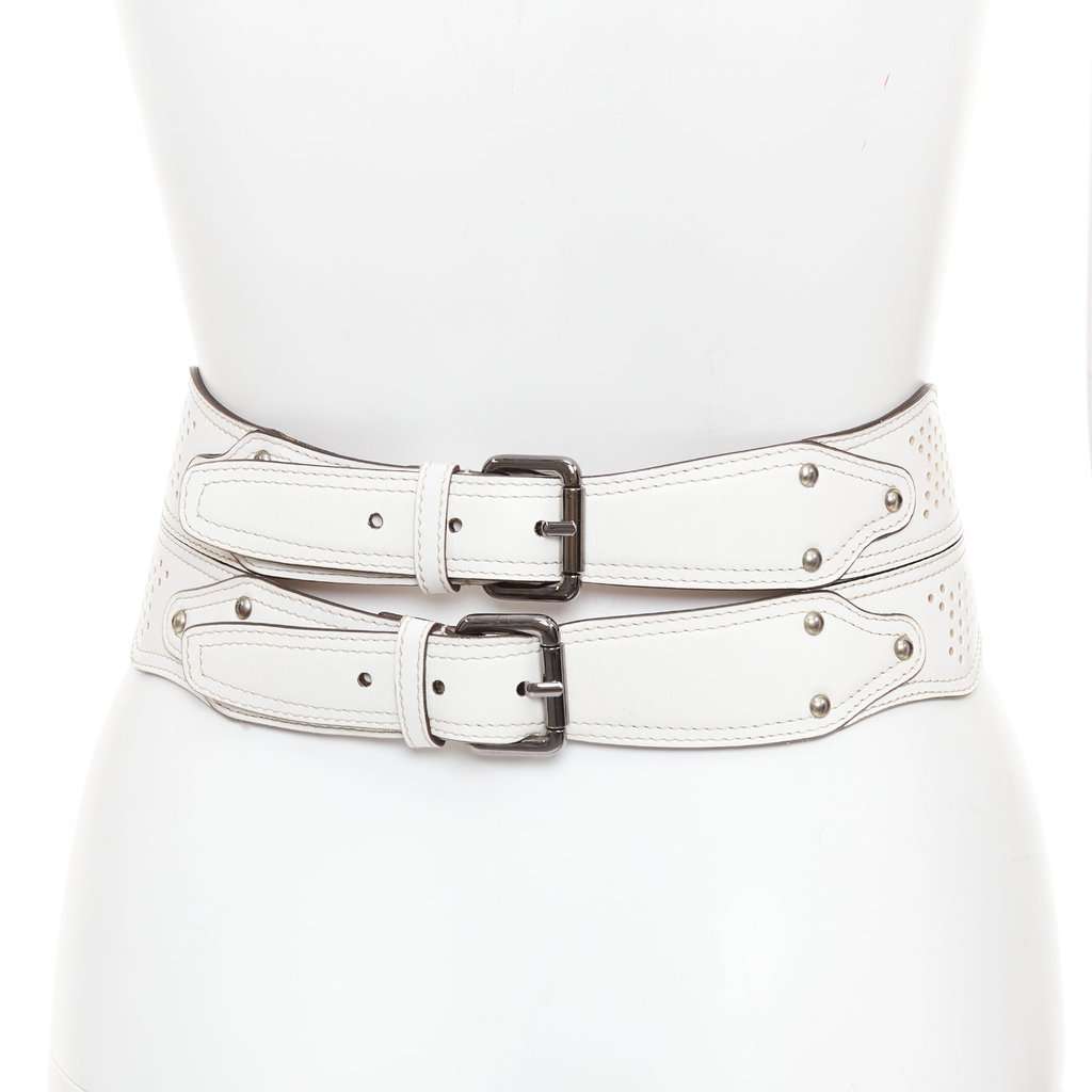 Alaïa White Leather Belt White Leather Good condition - Back View