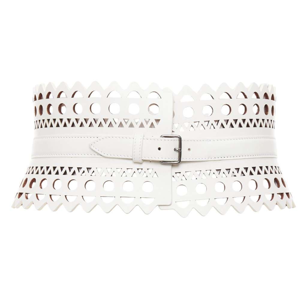 Alaïa White Leather Belt White Leather Very good condition - Front View