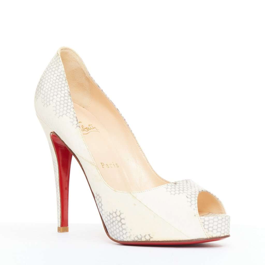 Christian Louboutin Ecru Leather Heels Ecru Leather Fair condition - Back View