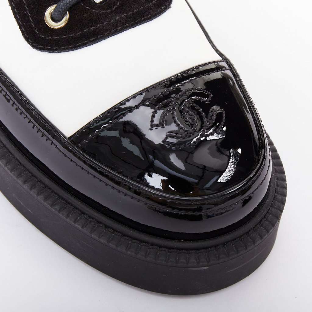 Chanel Black Polyester Lace ups Black Polyester Very good condition - Back View