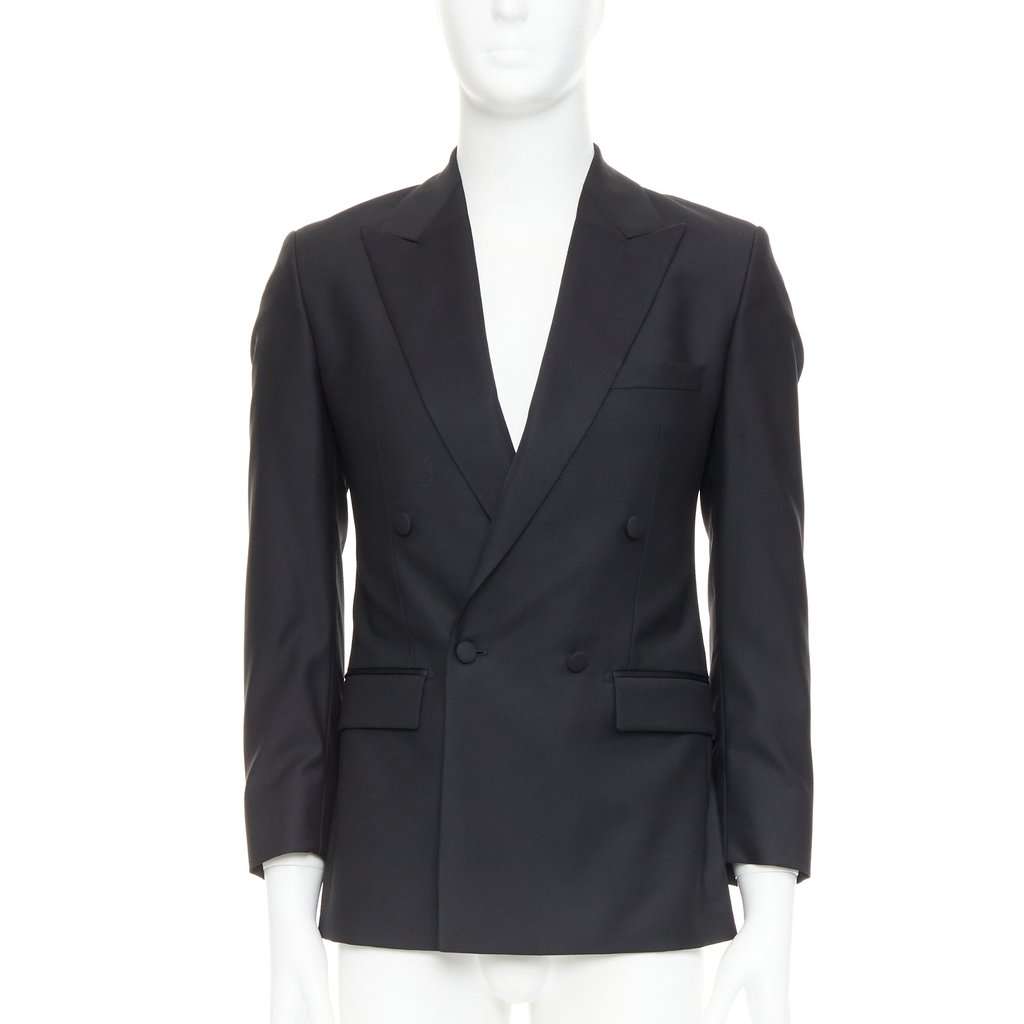 Unsigned Black Wool Jacket Black Wool Very good condition - Front View