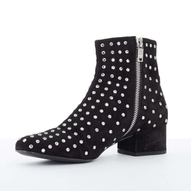 Saint Laurent Strass Embellished Boots Black Suede Very good condition - Model View