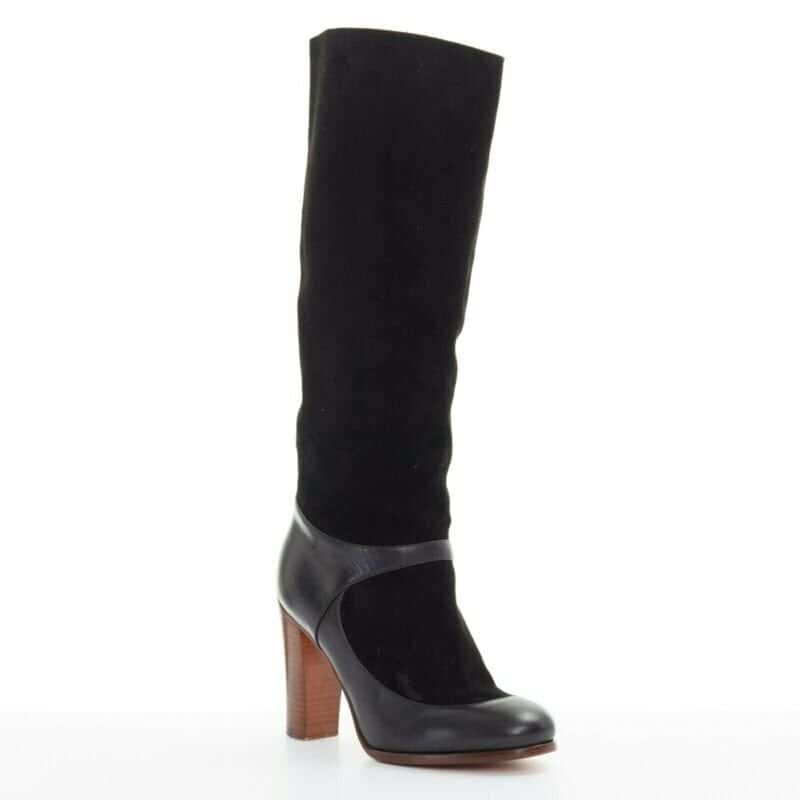 Celine Chunky Platform Mule Boots Black Suede Good condition - Back View