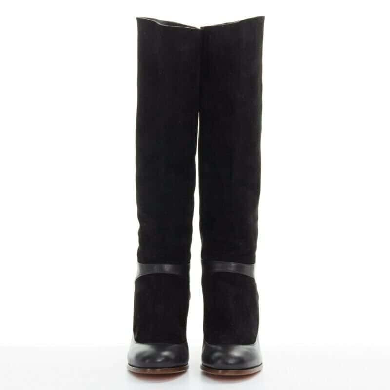 Celine Chunky Platform Mule Boots Black Suede Good condition - Inside View