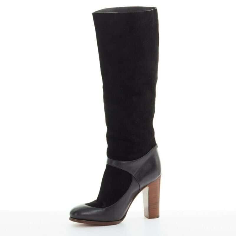 Celine Chunky Platform Mule Boots Black Suede Good condition - Model View