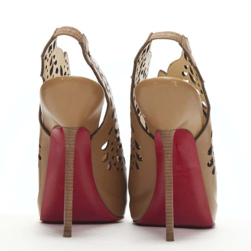 Christian Louboutin Laser Cut Booties Brown Leather Very good condition - Box View