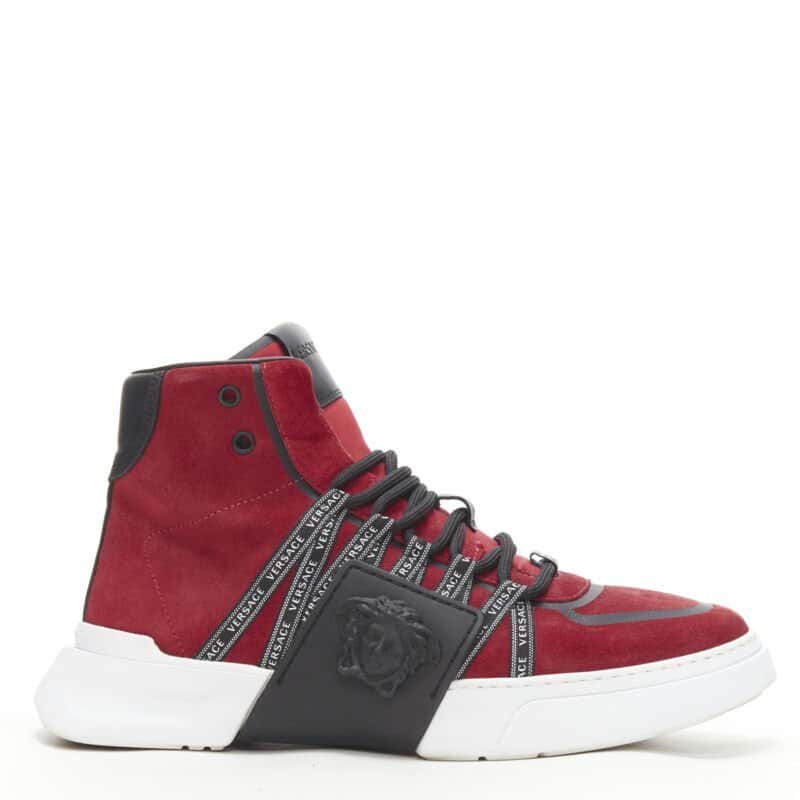 Versace Zucca Heel Sneakers Red Suede Good condition - Front View