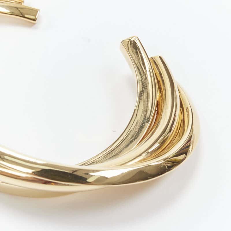 Saint Laurent Triple twist cuff Gold Metal Very good condition - Box View
