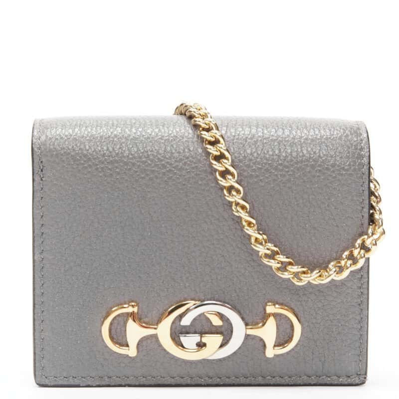 Gucci Grey Leather Wallet Grey Leather Never worn, with tag - Front View