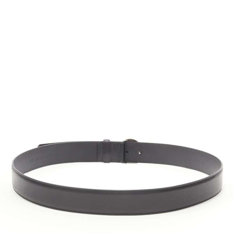 Versace Scaled Blue Leather Belt Black Leather Never worn - Model View