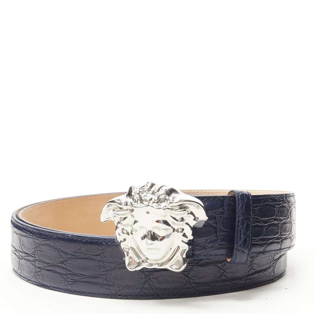 Versace DCU4140 DCO3V K8GP Navy Leather Never worn, with tag - Front View