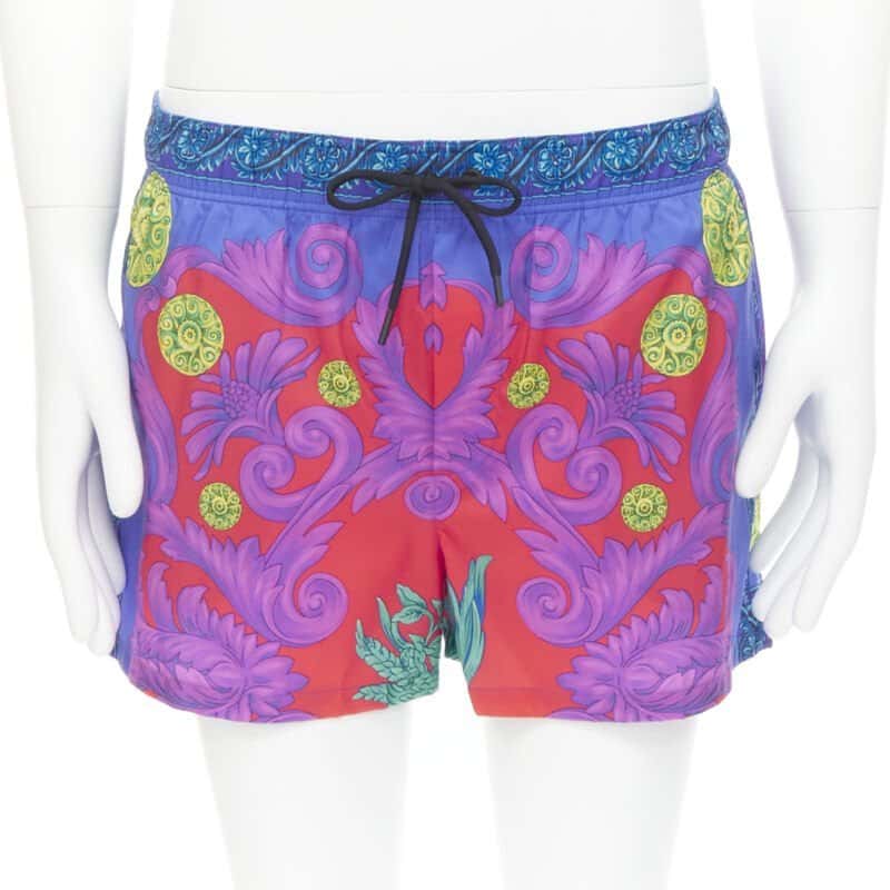 Versace Garden Swim Shorts Blue Polyester Never worn, with tag - Front View