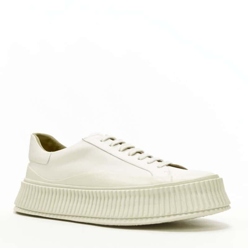 Jil Sander Beige Platform Sneakers Beige Leather Never worn - Back View