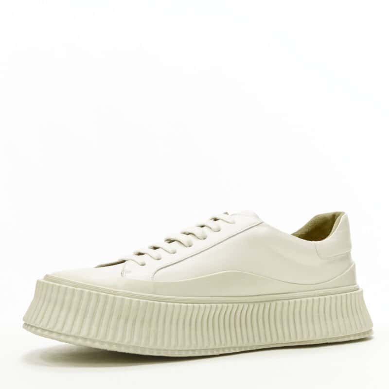 Jil Sander Beige Platform Sneakers Beige Leather Never worn - Model View