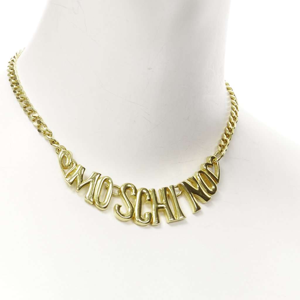 Moschino Logo Heart Necklace Gold Very good condition - Box View
