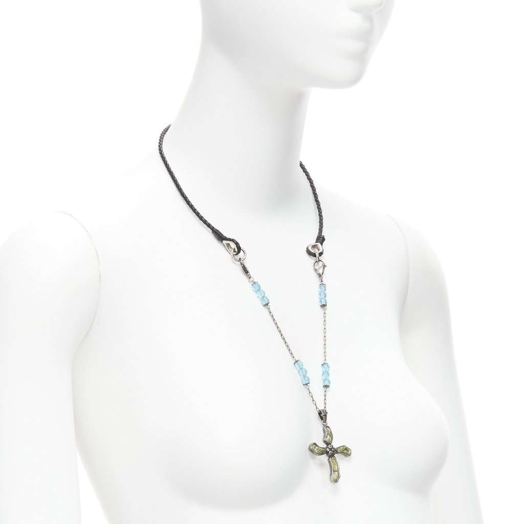 Dolce & Gabbana Emerald Cross Necklace Black Metal Very good condition - Inside View