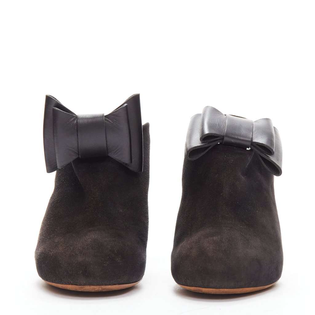 Celine Suede Bow Mules Black Suede Good condition - Inside View