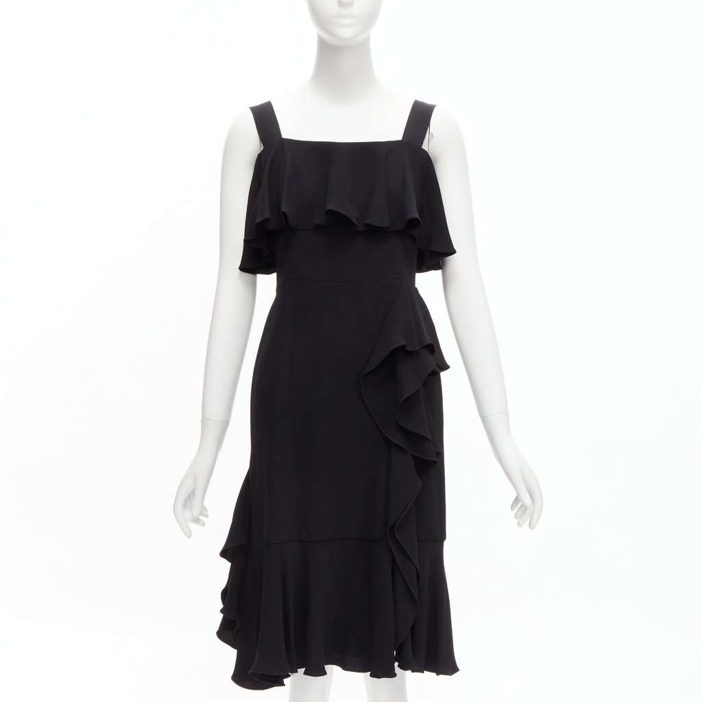 Alexander McQueen Flutter Cocktail Dress Black Silk Very good condition - Front View