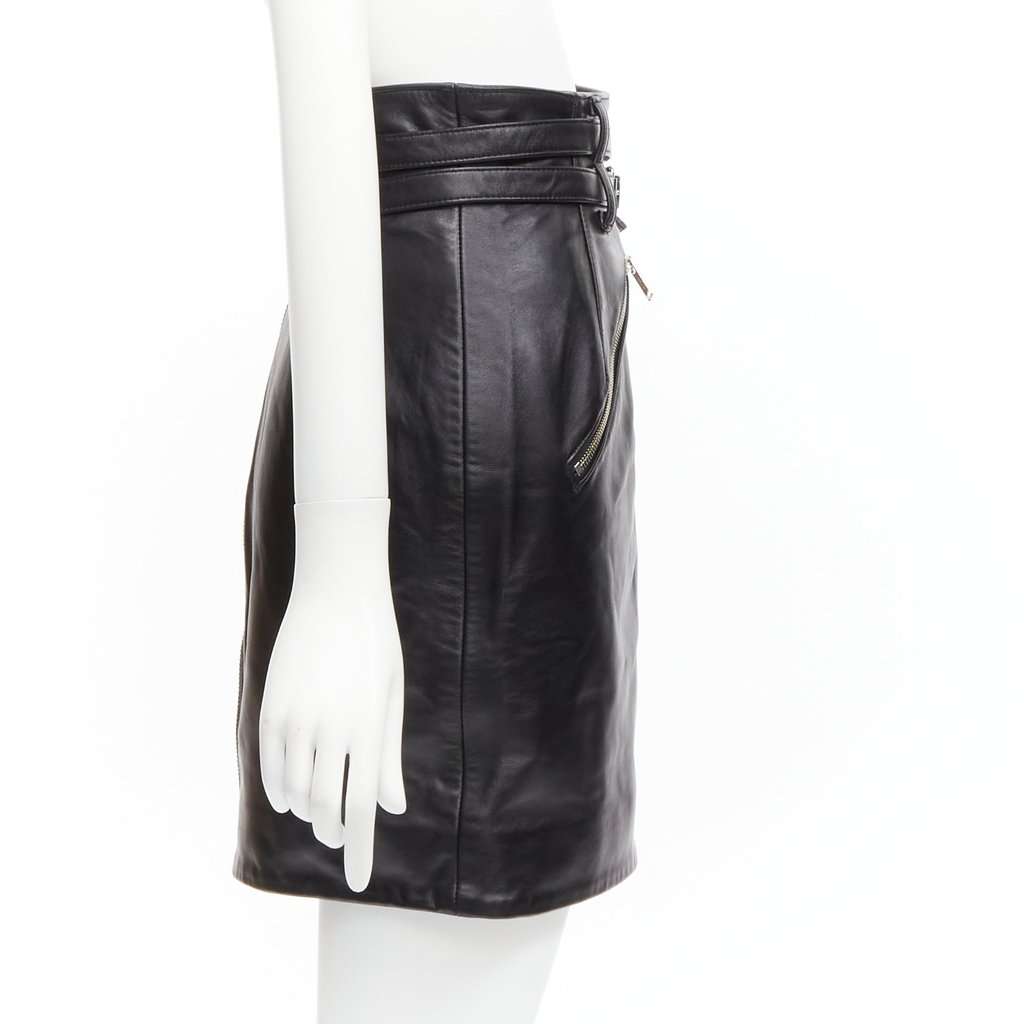 Undercover Biker Leather Skirt Black Leather Very good condition - Model View