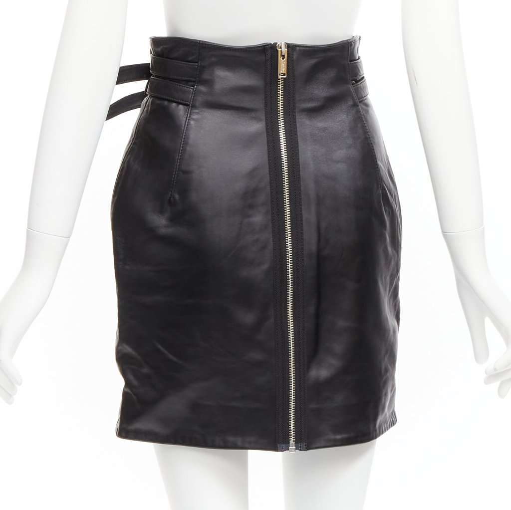 Undercover Biker Leather Skirt Black Leather Very good condition - Box View