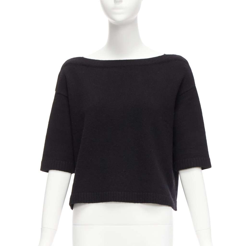 Valentino Garavani Bateau Neck Sweater Black Cashmere Never worn - Front View