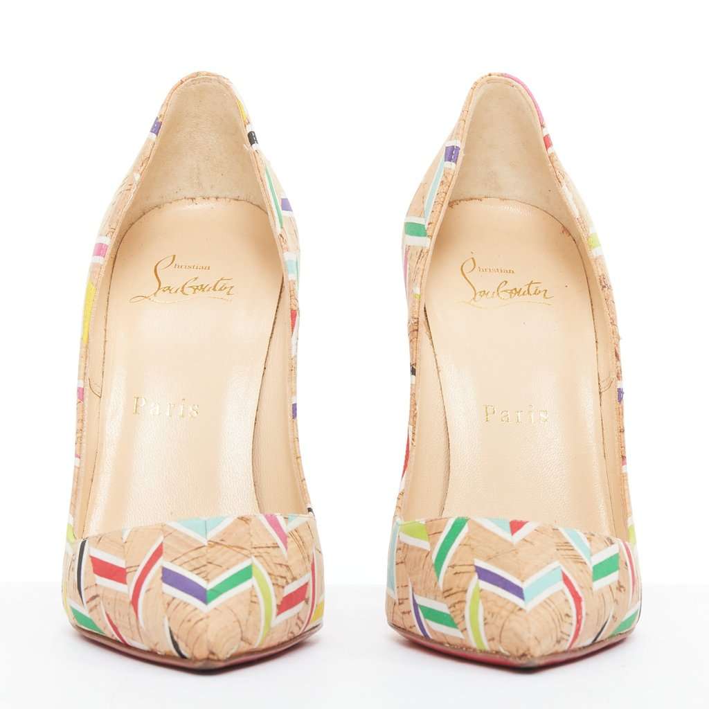 Christian Louboutin Cork Chevron So Kate Beige Polyester Good condition - Inside View