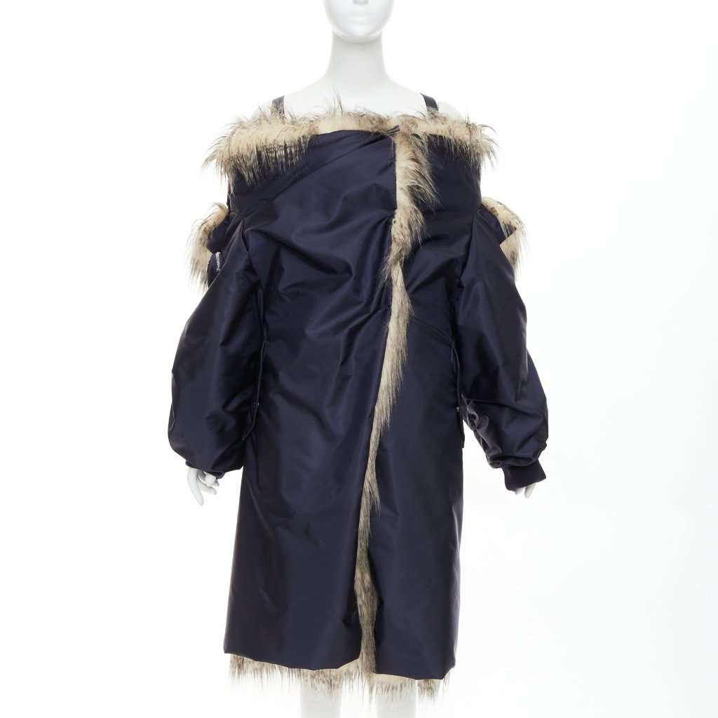 Prada Navy Polyester Coat Navy Polyester Never worn, with tag - Front View