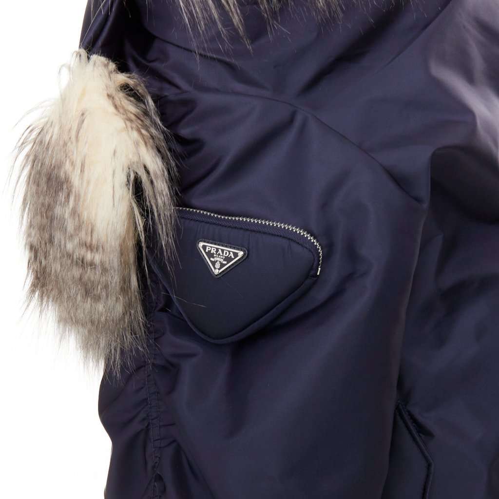 Prada Navy Polyester Coat Navy Polyester Never worn, with tag - Back View
