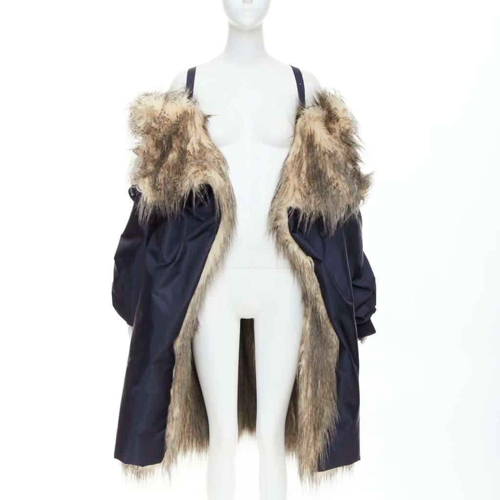 Prada Navy Polyester Coat Navy Polyester Never worn, with tag - Inside View