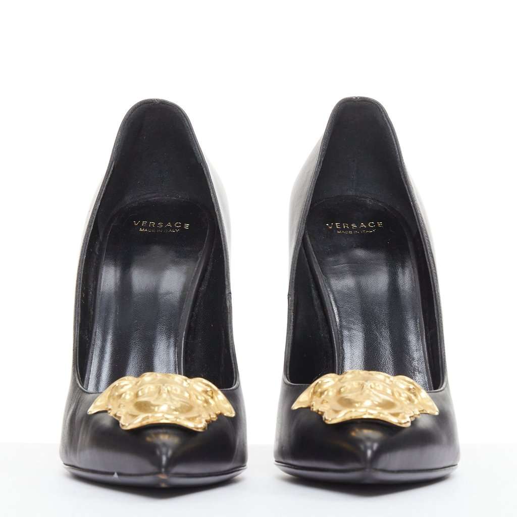 Versace Black Leather Heels Black Leather Good condition - Inside View
