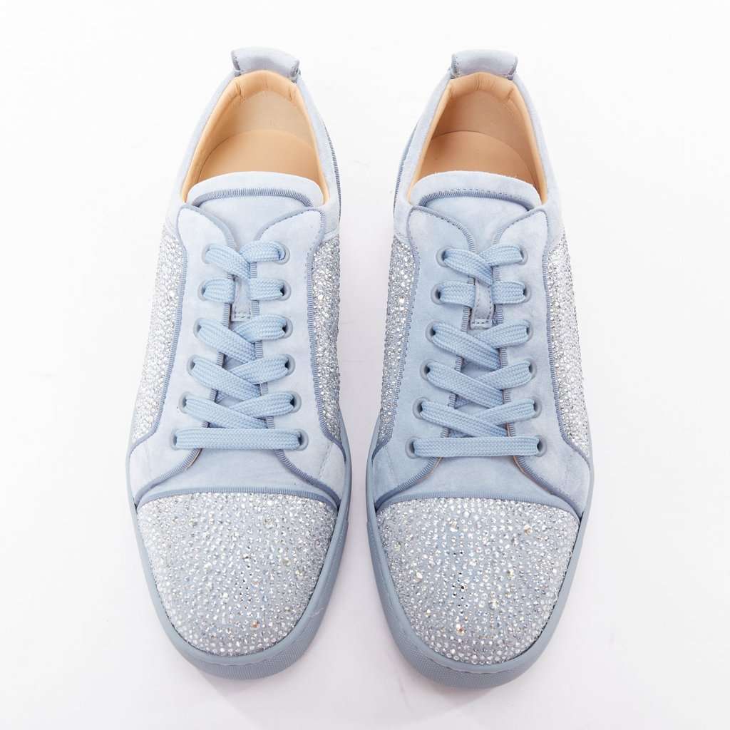 Christian Louboutin Louis Junior Strass Flat Blue Suede Never worn - Inside View