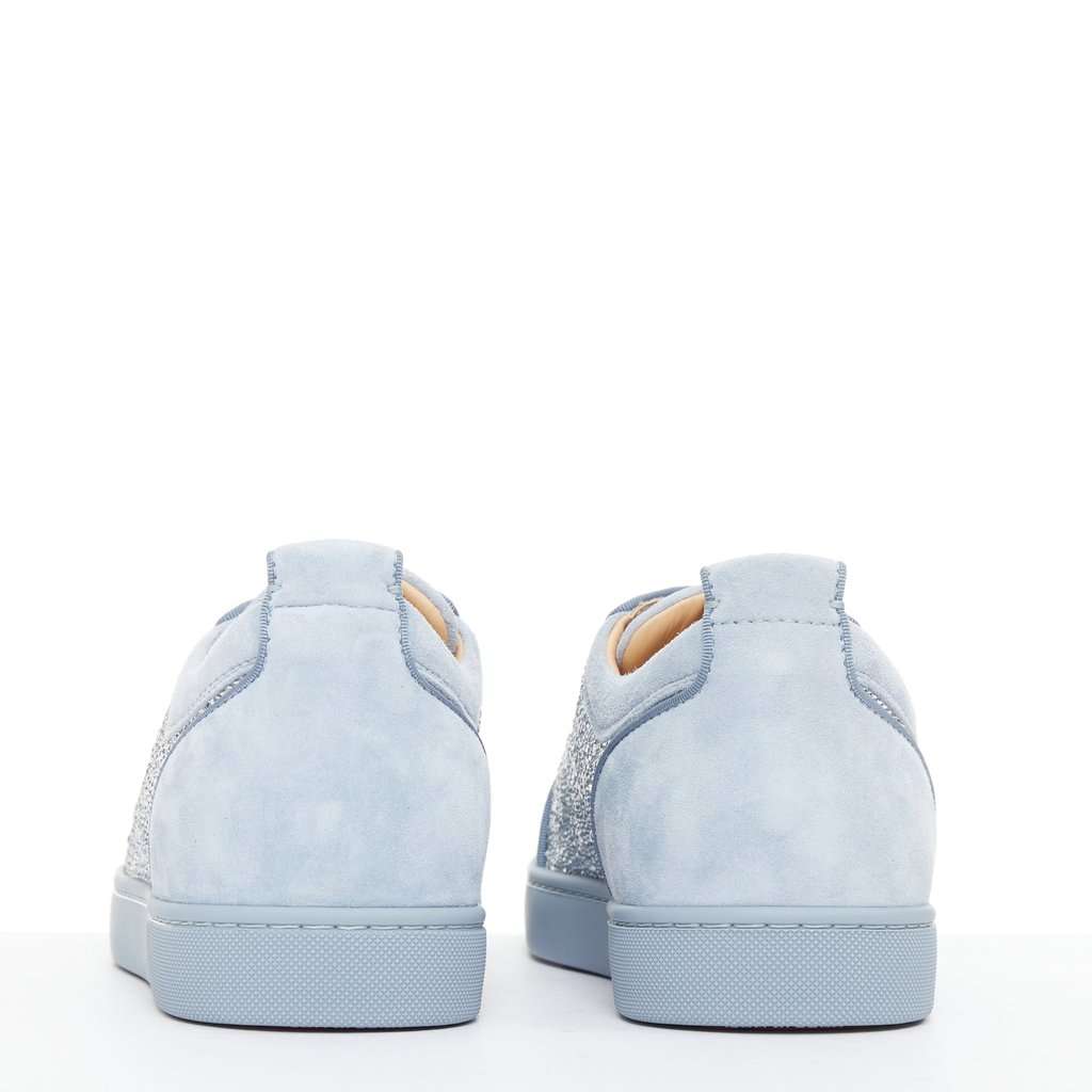 Christian Louboutin Louis Junior Strass Flat Blue Suede Never worn - Box View