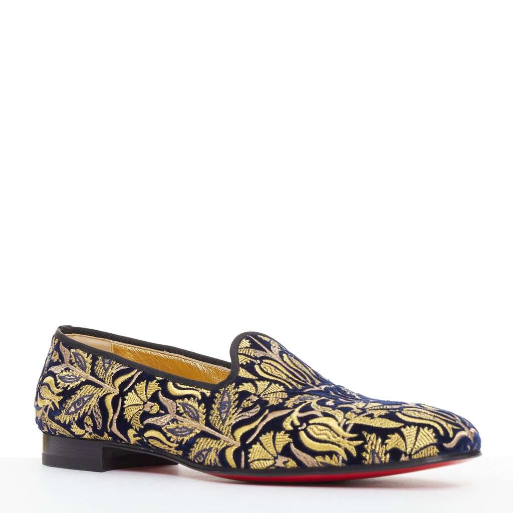 Christian Louboutin Marcantonia Flat Navy Velvet Never worn - Inside View