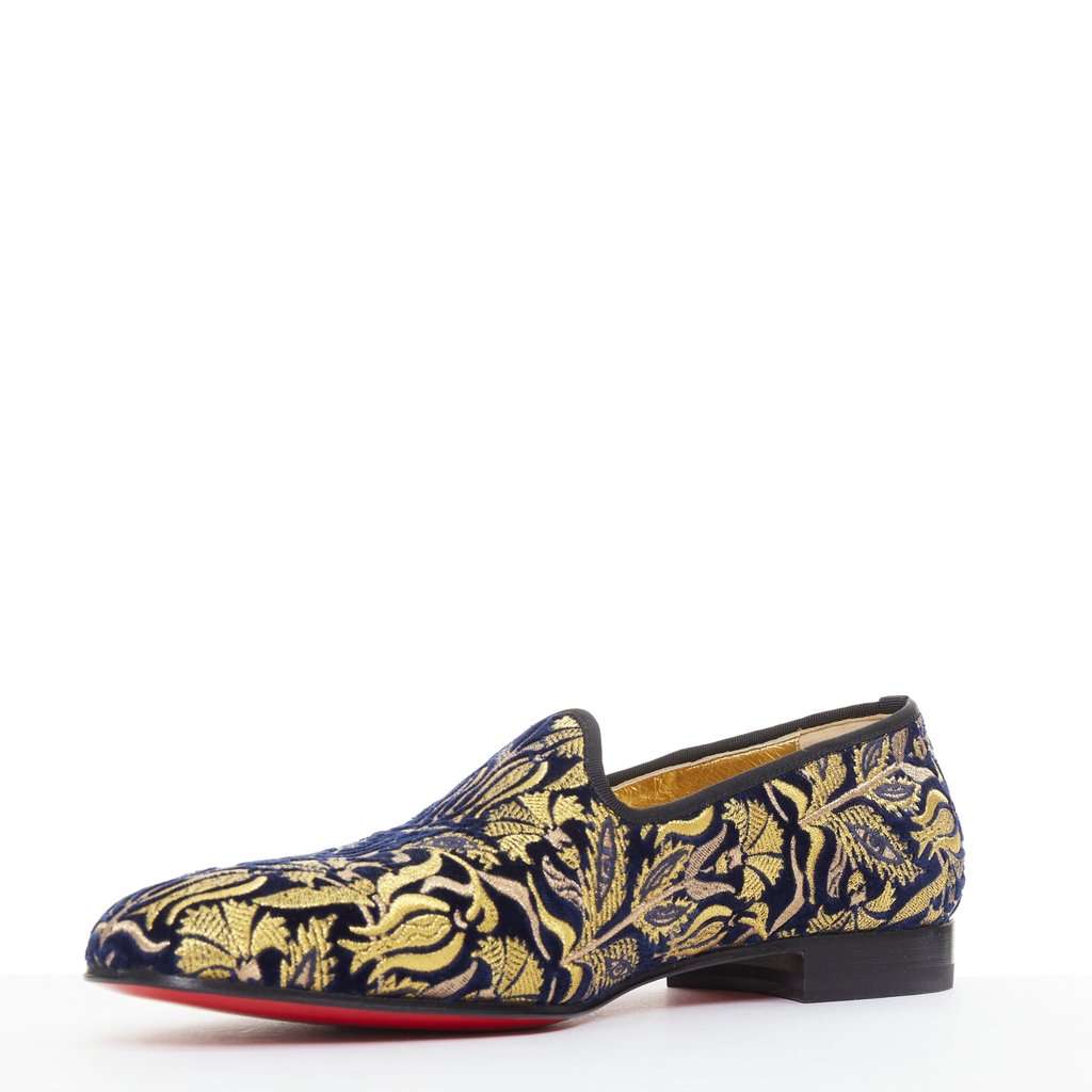 Christian Louboutin Marcantonia Flat Navy Velvet Never worn - Model View