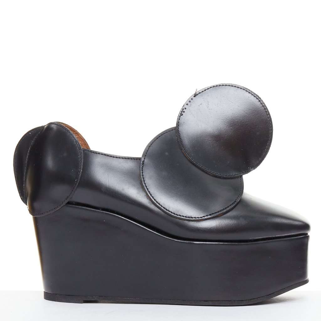 Junya Watanabe Black Leather Lace ups Black Leather Fair condition - Back View