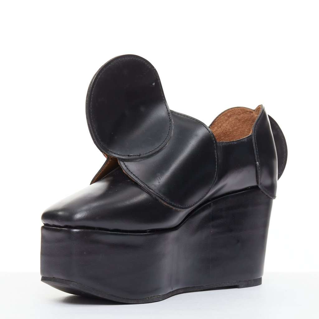 Junya Watanabe Black Leather Lace ups Black Leather Fair condition - Model View