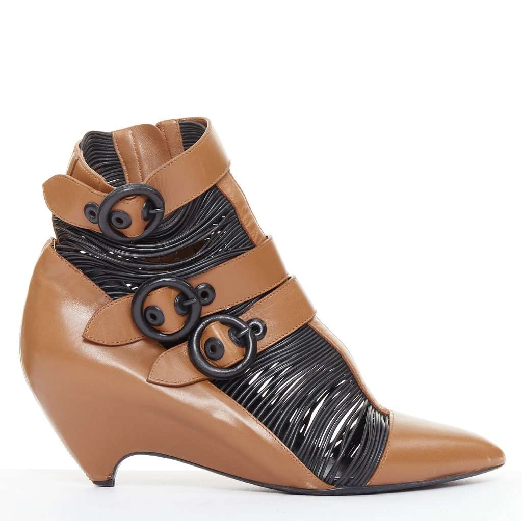 Balenciaga Brown Leather Heels Brown Leather Fair condition - Front View
