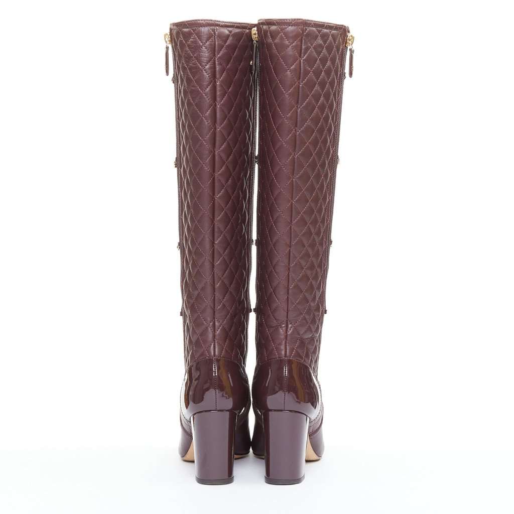 Chanel Burgundy Leather Boots Burgundy Leather Very good condition - Box View