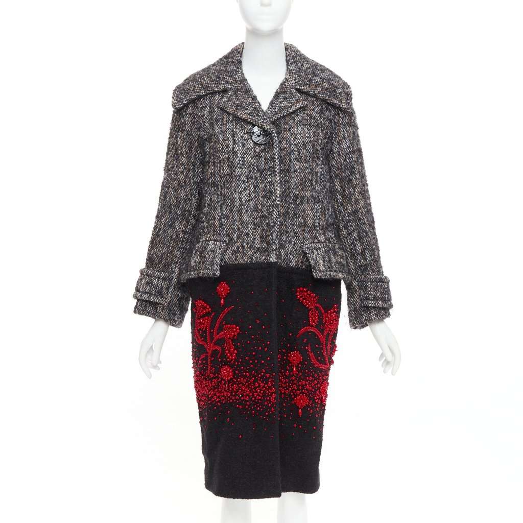 Prada Brown Tweed Coat Brown Tweed Very good condition - Front View