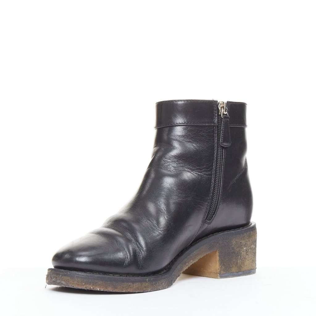 Chanel Black Leather Boots Black Leather Fair condition - Model View